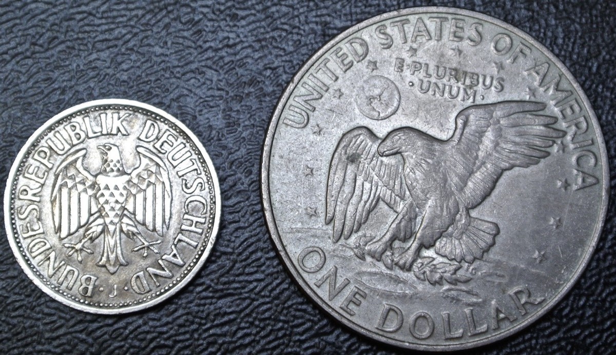 1954 J GERMANY - 1 DEUTSCHE MARK - COPPER-NICKEL - German Eagle