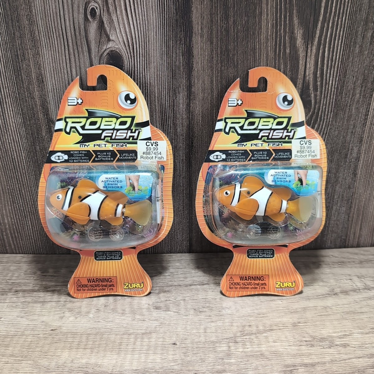Zuru ROBO FISH Pair Of My Pet Clown Fish Orange White Robot