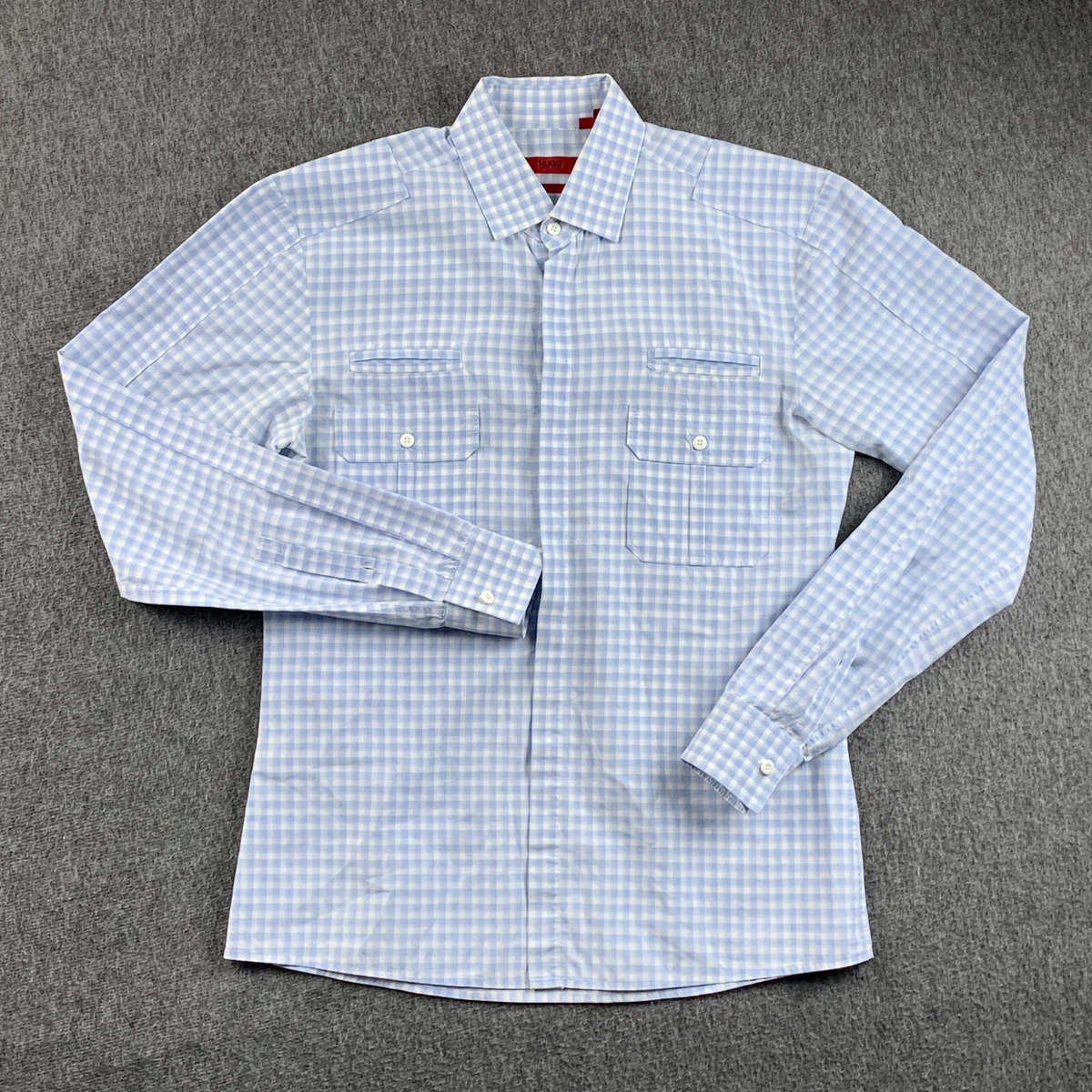 Hugo boss clearance blue check shirt