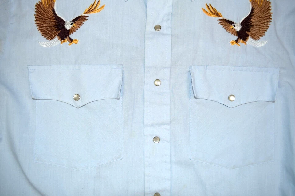 Camisa Western Vintage Silver Spur Tucson AZ Talla L Años 70 80 Bordada Águila Foto 4 de 4