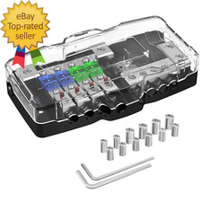 Fused Power Distribution Block Car Audio 4 Way Midi Mini-Anl Fuse Block 12V