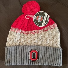 Ohio State OSU Buckeyes Cuffed Knit Winter Beanie Hat Cap Unisex Adult Pom NEW