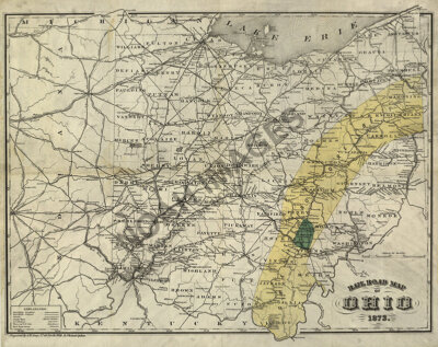 Rail road map of Ohio c1873 16x20