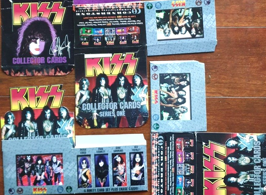 1997 KISS TRADING CARD EMPTY BOX + 4 TOTAL BOXES KISS BAND DISPLAY