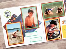 Beach Scrapbook Layout, 12 by 12 Scrapbook Pages, Vacation Premade Pages