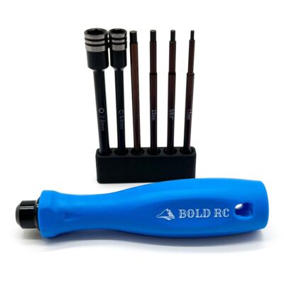 Bold R/C 1/8th Tool Set, 1/4'' Quick Drive Hex & Nut Driver 6 Piece Set w/Handle