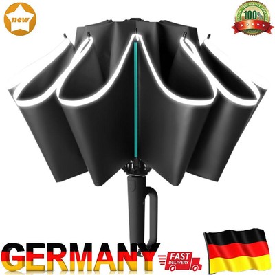 Fully Automatic Reverse Folding Umbrella Windproof for Sun/Rain Days (Black)