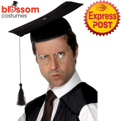 A459 Black Mortar Felt Board Costume Hat Graduate College School Graduation  Cap