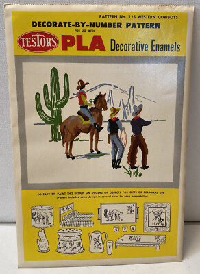 NOS - Vintage Testors PLA Decorate-By-Number Pattern No. 125 Western Cowboys