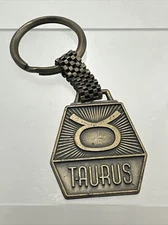 Vintage 1970 Taurus The Bull 2 Sided Metal Keychain Apr 20 May 20 Horoscope Fob
