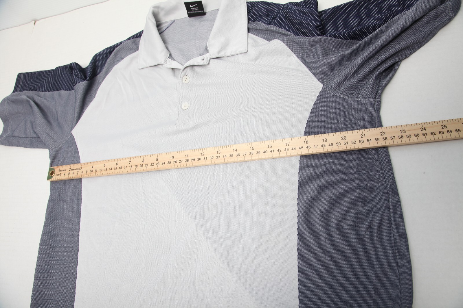 Nike Polo Shirt Mens Large Gray Blue Polk Dots Dri Fit UV No Logo Golf