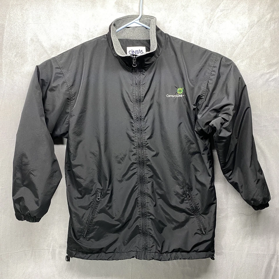 Cintas Centurylink Jacket Black Fleece Lined 31 x 22 Logo Coat Zipper Pockets - Image 4 of 4