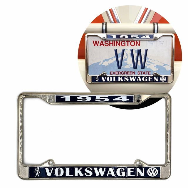 1954 Volkswagen Bubblehead Chrome Dealer License Plate Frame for VW Bug Bus Ghia eBay