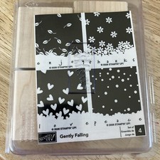 2006 Stampin Up Gently Falling Wood Un Mounted Rubber Stamps Set of 4 New