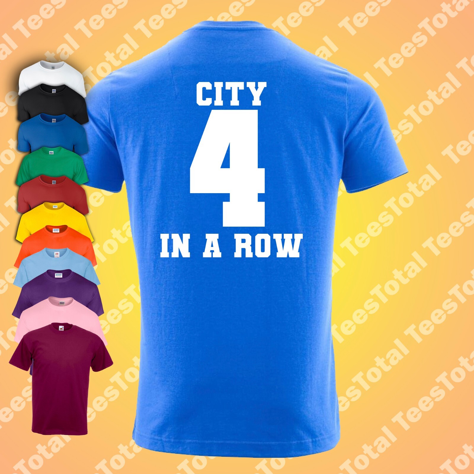 Maglietta Manchester City 4 Quattro Campioni di Fila Pep Guardiola