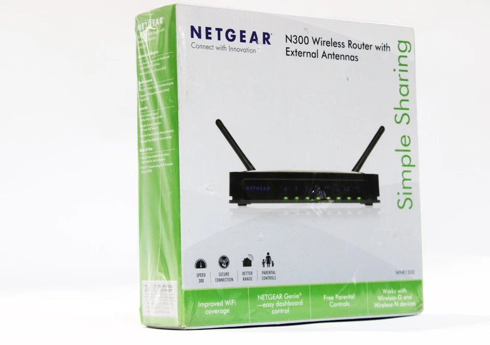 Netgear N300 4-Port Wireless Router with External Antennas 2.4GHz (WNR1500) - Image 4 of 4