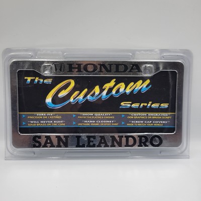 NEW VINTAGE OFFICIAL LICENSED HONDA SAN LEANDRO CHROME LICENSE PLATE FRAME