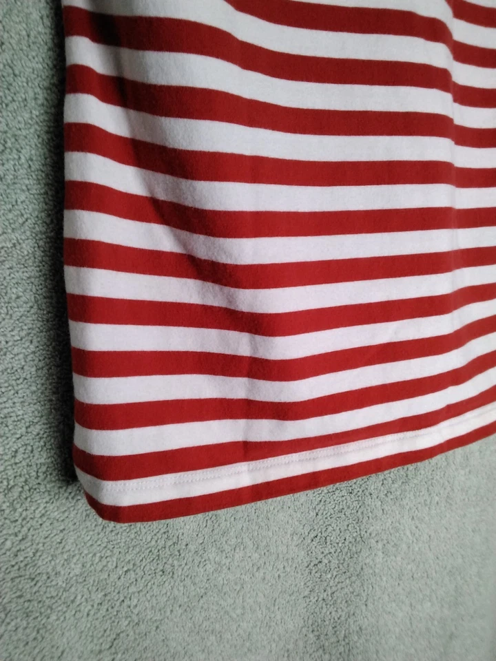 Camisa Polo Izod Para Mujer Talla M Rojo Blanco Rayas Sin Mangas Pullover Top Cuello en V Foto 4 de 4