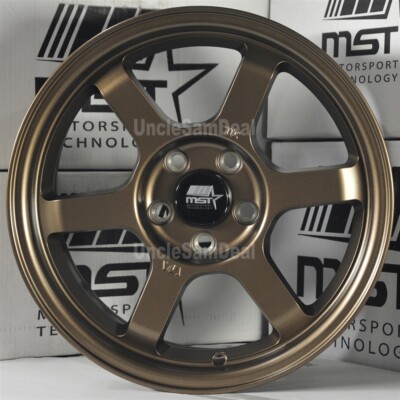 15x7 20 OFFSET 5x100 MST MT01 MATTE BRONZE TE STYLE 6 SPOKE SPORT WHEEL SET OF 4
