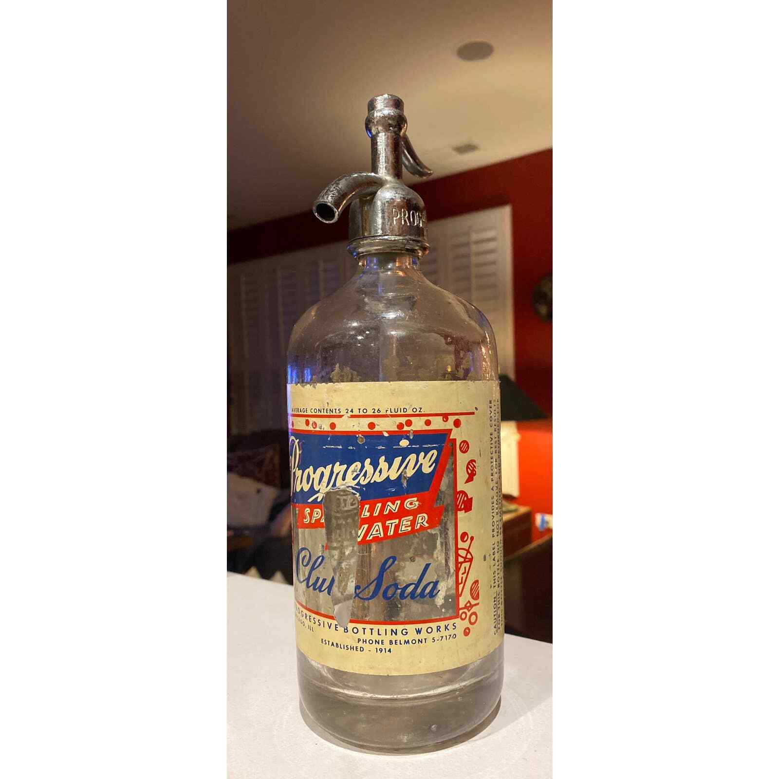 Antique Vintage Progressive Bottle Work Seltzer Soda Bottle Chicago,il