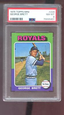 1975 Topps Mini #228 George Brett ROOKIE RC PSA 8 Graded Baseball