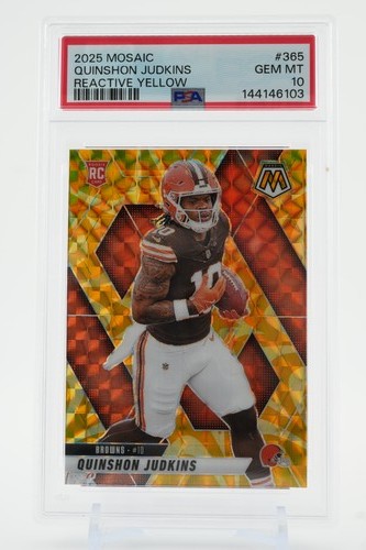 2025 Panini Mosaic - QUINSHON JUDKINS Reactive Yellow Prizm RC #365 PSA10