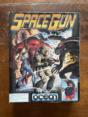 Vintage Rare Space Gun Commodore Amiga Floppy Disk Big Box Ocean Game