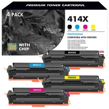 4PK Toner for HP 414A W2020A W2020X Laserjet Pro MFP M479fdn M454dn with Chip