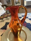 Vintage MCM Blenko Red Glass Optic Pitcher 11.5” Stunning