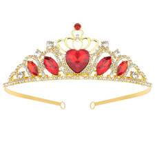 Red Tiaras and Crowns for Women Queen of Heart Crown Crystal Royal Queen Crown f