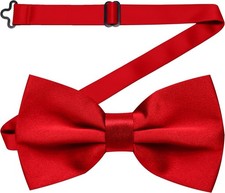 Adult Men's Pre-Tied Bow Tie Red Formal Satin Adjustable Bowtie Prom Wedding New