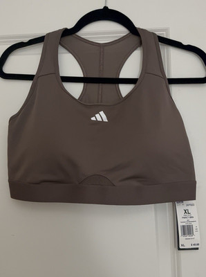 adidas Women's Brown Racerback Powerreact Training  XL Support Sports Bra.