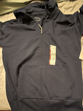 Time And Tru Women's Dark Navy Full Zip Fleece Hoodie S 4-6 Relaxed Fit
