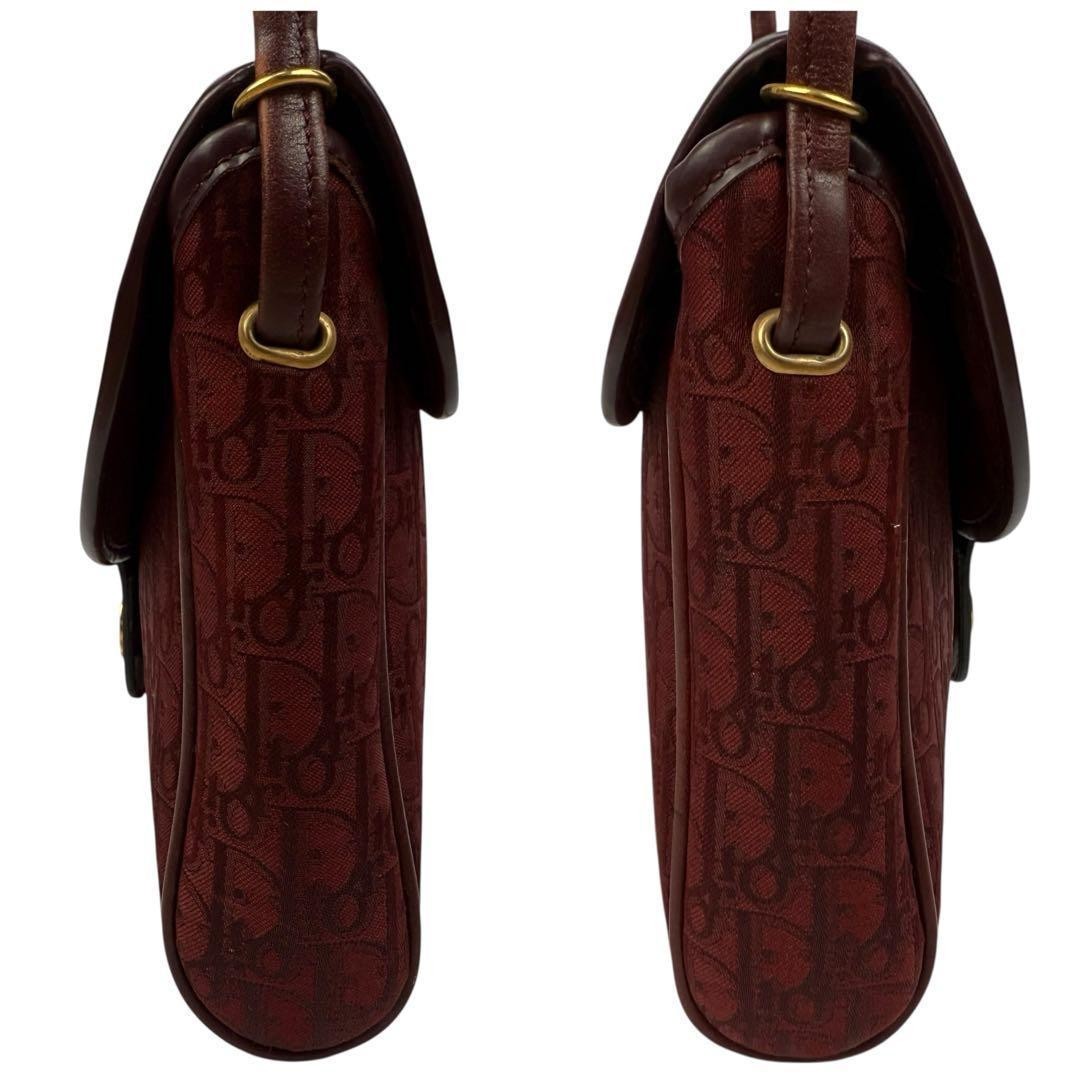 Christian Dior Crossbody Shoulder Bag Canvas Leather Red Gold Logo Authentic thumbnail 6