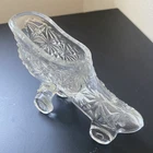 Beautiful Vintage Clear Glass LE SMITH/ Fenton Daisy & Button Roller Skate Shoe