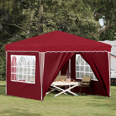 Pop-Up Partyzelt Burgund 288x288x245cm Oxford Stoff 4 Seitenwände Wasserdicht UV