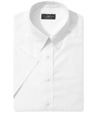 Club Room Mens Wrinkle Resistant Button Down Dress Shirt, white, 14.5 Neck