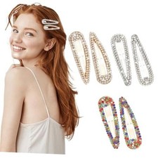 2.4-In Rhinestone Hair Clips, 6 Pcs Snap 6-Count 2.4 in each Multi-colored