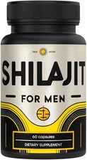 Shilajit Supplement for Men 1000mg Pure Himalayan Organic Folic Acid - 60 Pills