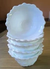 Set of 5 Vintage Indiana Glass White Milk Glass Wild Rose Dessert Berry Bowls