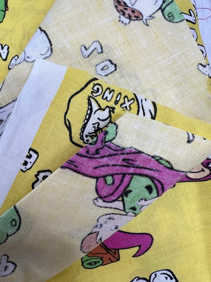 Vintage Flintstones Cotton Fabric 1/2 Yard 44" Wide + Scrap Yellow Pebbles Bam - Image 3 of 4