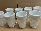 Set of 8 Vintage Westmoreland Milk Glass Tumblers 5.25” Old Quilt Pattern USA