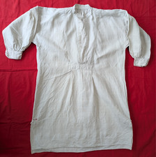 Leibwäsche Damen antik alt Nachthemd Leinen beige/weiß Monogramm OM Kreuzstich