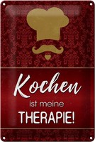 Schild Blech 20X30Cm - Made In Germany - Spruch Kochen Ist Meine Therapie Metall