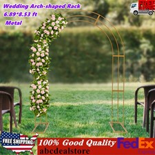 3-Layer 8.53Ft Metal Wedding Arch-shaped Rack Backdrop Arch Decoration Stand