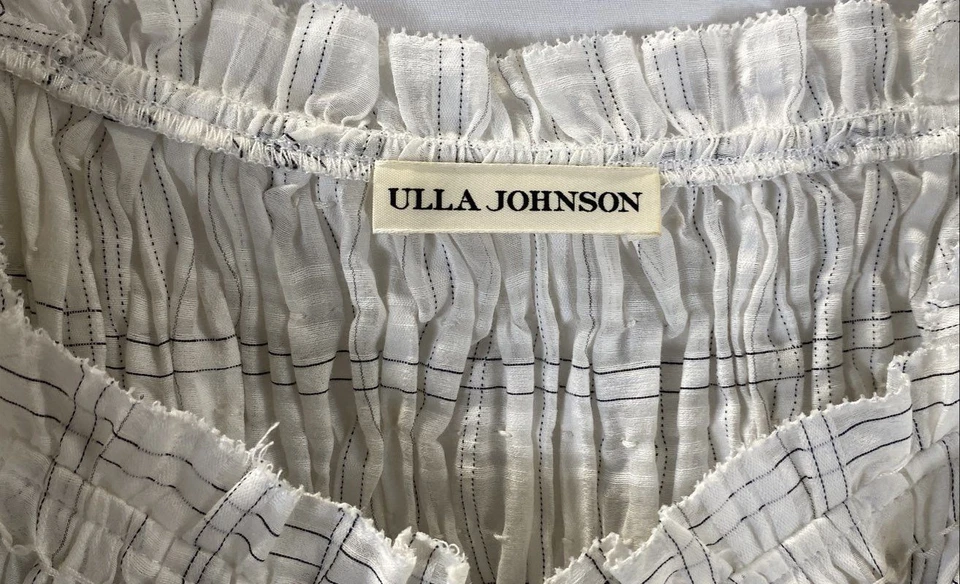 Ulla Johnson Women's White Smocked Ruffle Blouse Size 00 - Image 2 of 4