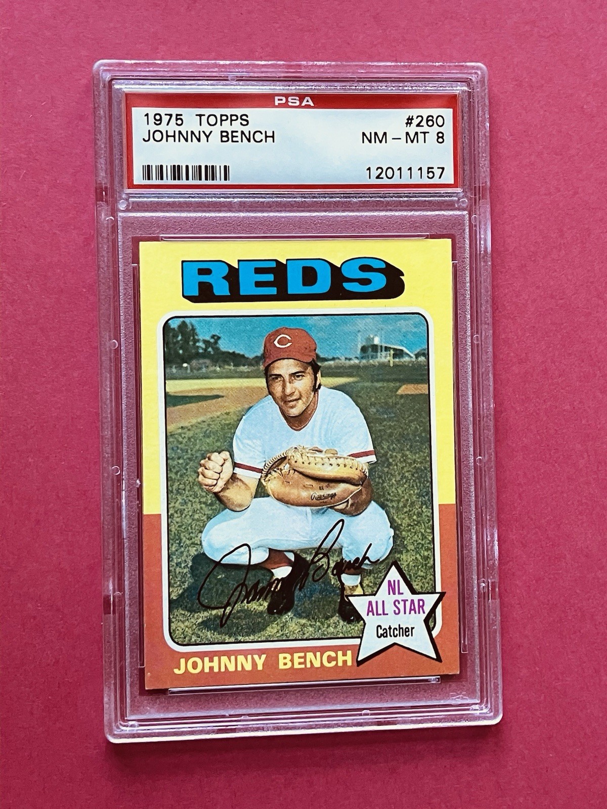 1975 Topps #260 Johnny Bench Cincinnati Reds HOF PSA 8 NM-MT Centered