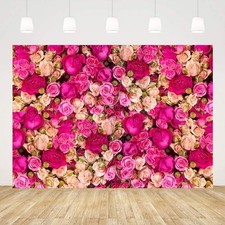 9x6ft Pink Red Rose Flowers Photography Backdrop Valentine's Day Photo Backgrou