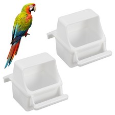 Parakeet Food Dish 3x4.1x3.5 Inch Parakeet Feeder Bird Cage White 2Pcs