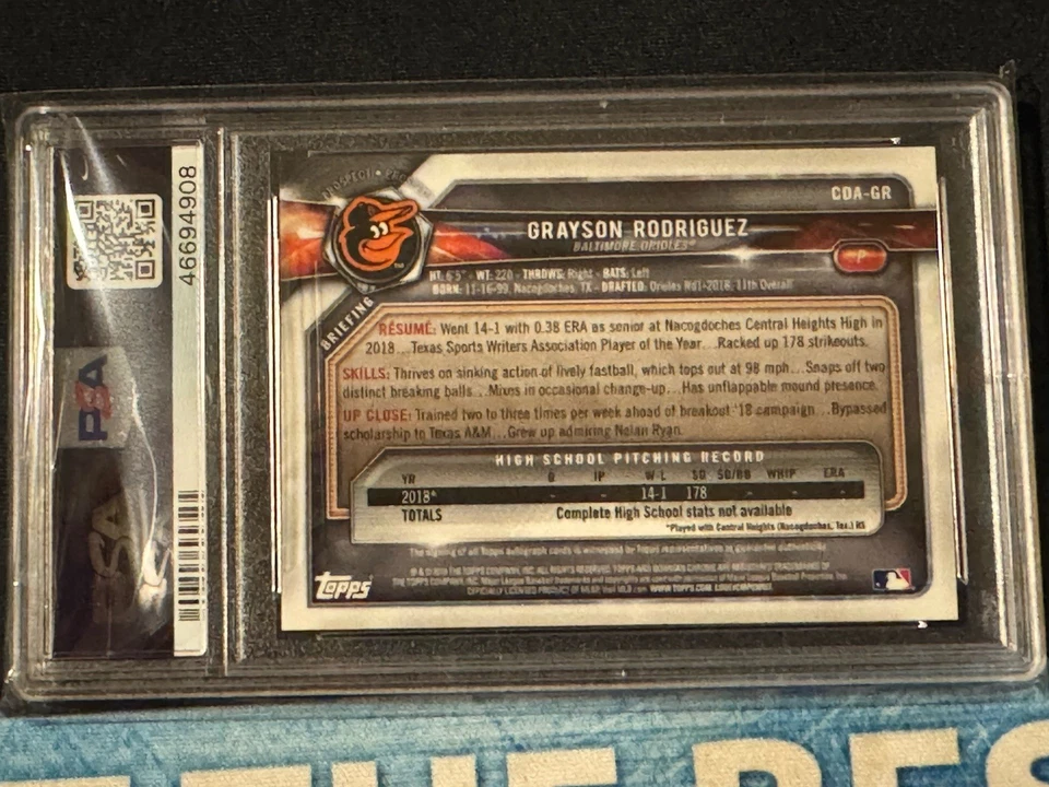 2018 Bowman Draft - Chrome Draft Pick Autographs Grayson Rodriguez #CDA-GR (AU, - Image 2 of 2